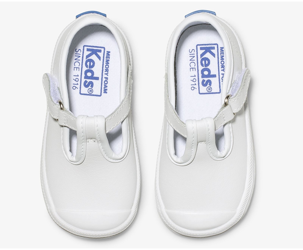 Slip On Παιδικα - Keds Champion Toe Cap T-Strap - Λευκα - MDRUF2387